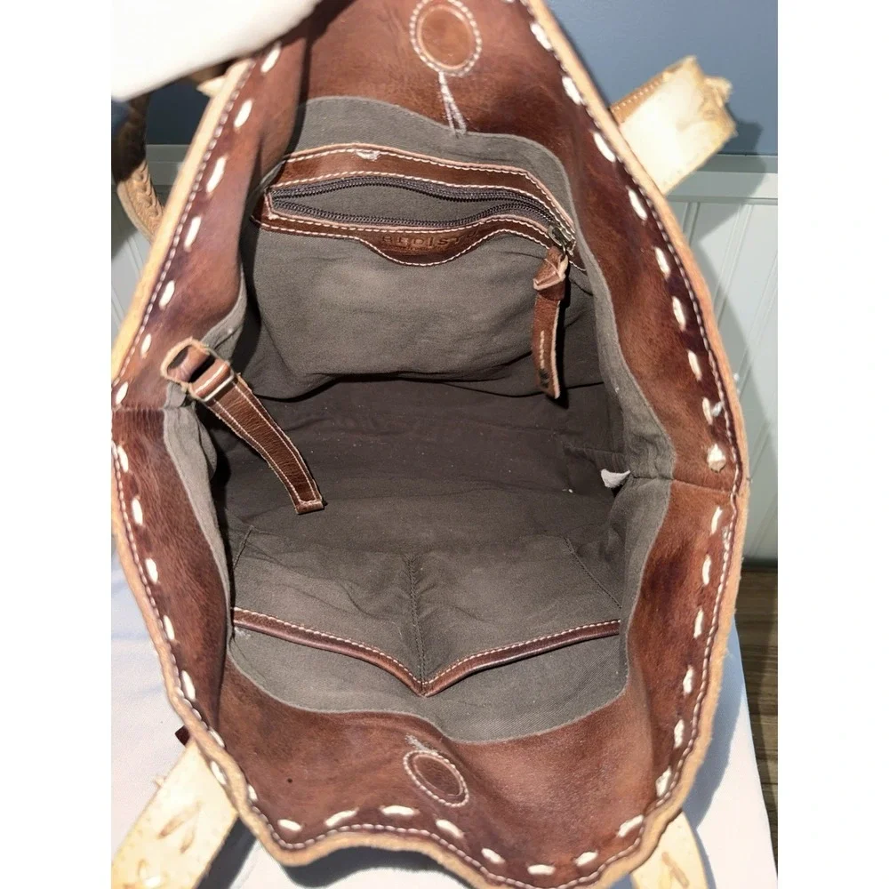 Bed Stu Leather Barra Tote Shoulder Bag Purse Handbag Brown Distressed EUC